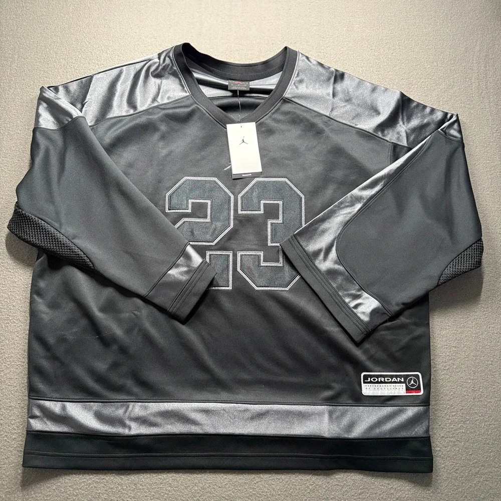 Jordan Oversized Shooting Shirt Jersey Mens XL Black Silver HV0109-010